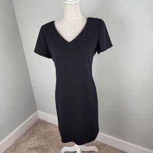 JONES NEW YORK WOMENS SHEATH LINED SHOULDER PADS BEADED V NECK DRESS SIZE 6